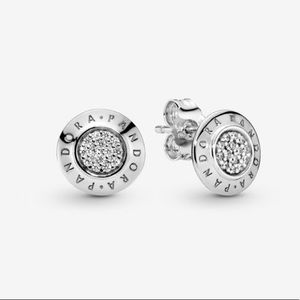 Sparkling Pandora Logo Stud Earrings